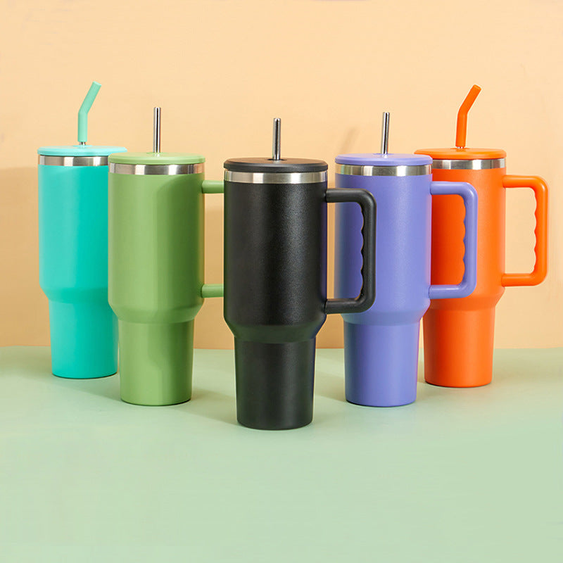 Portable cup, large capacity MEOKY cup with handle, leak-proof lid, reusable vacuum pouring cup, insulated cup, Tumbler Travel Cup / 24 hour cold water or 8 hour hot water April Fool's Day gift/Easter gift