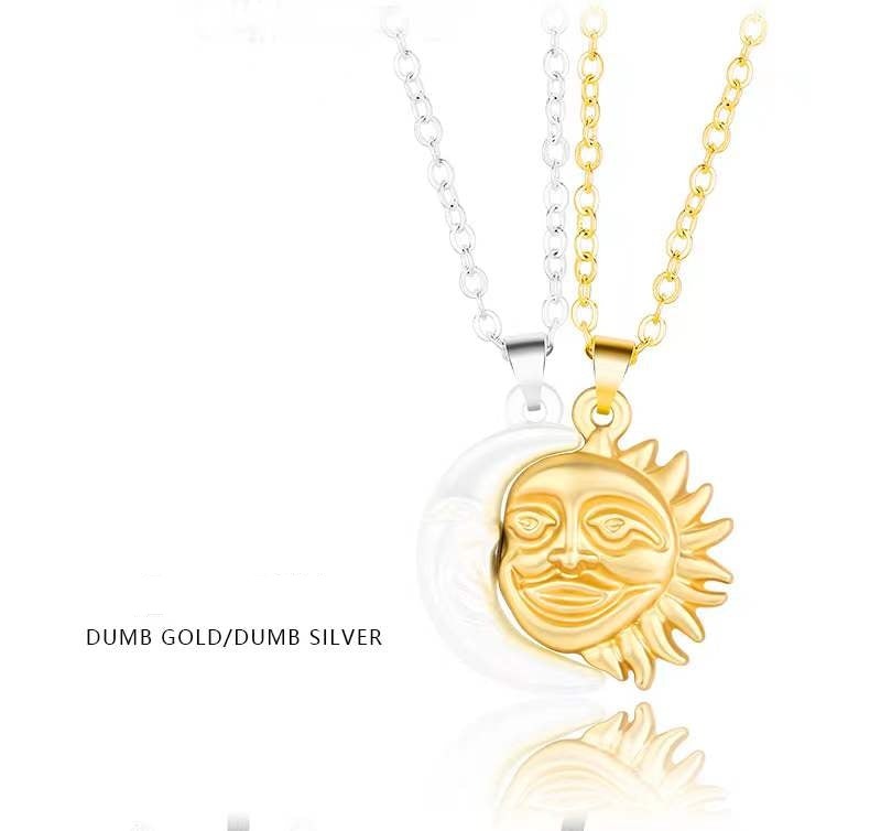 Sun Moon Couple Necklace Pair of Magnet Men and Women Simple Personality Gift
