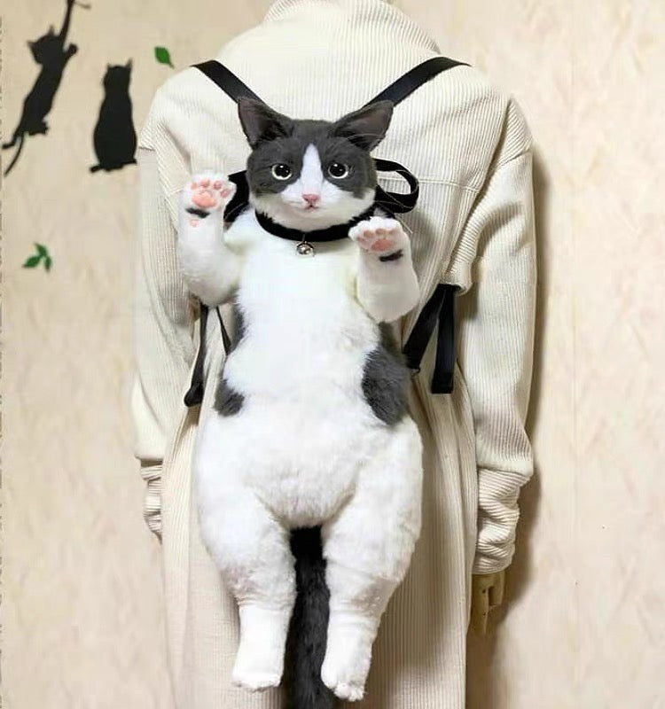 Simulation cat cute doll backpack shoulder bag large capacity plush backpack