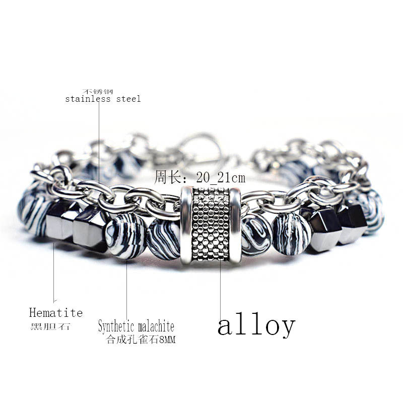 Malachite Bracelet Metal Beads New Fashion