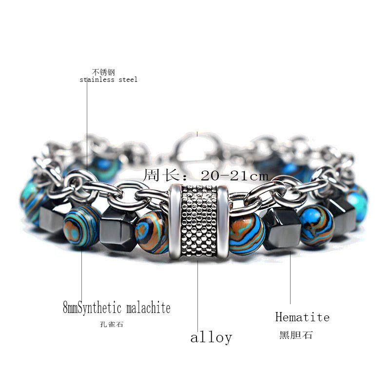 Malachite Bracelet Metal Beads New Fashion