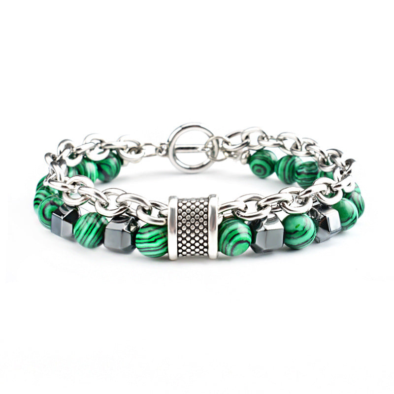 Malachite Bracelet Metal Beads New Fashion