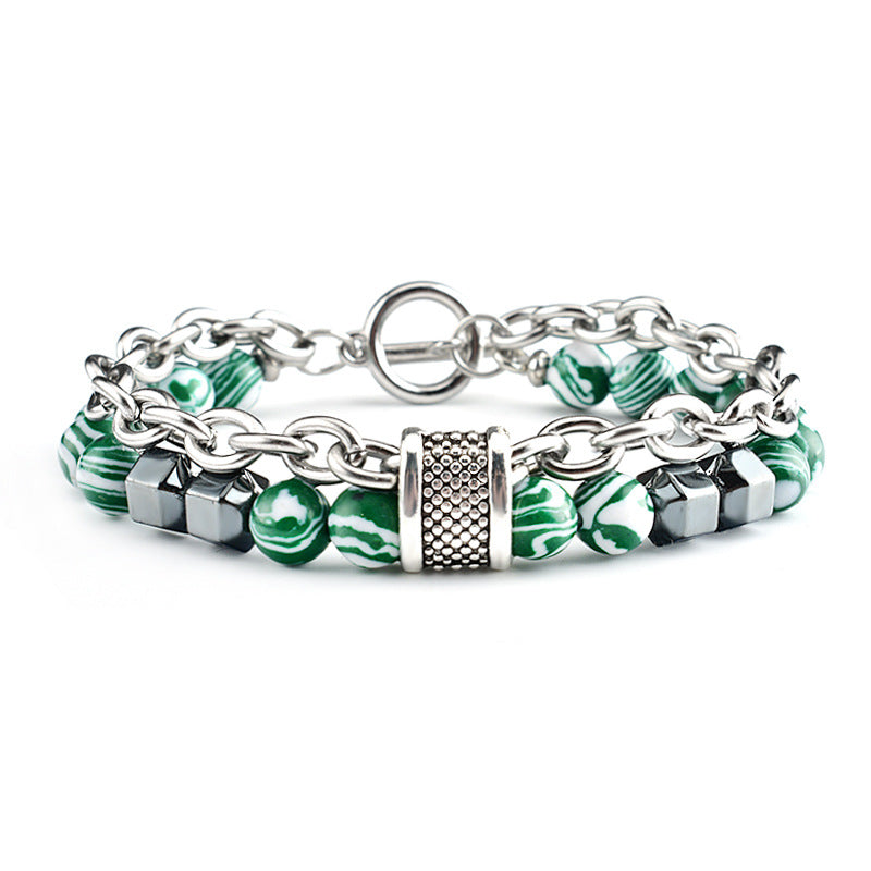 Malachite Bracelet Metal Beads New Fashion
