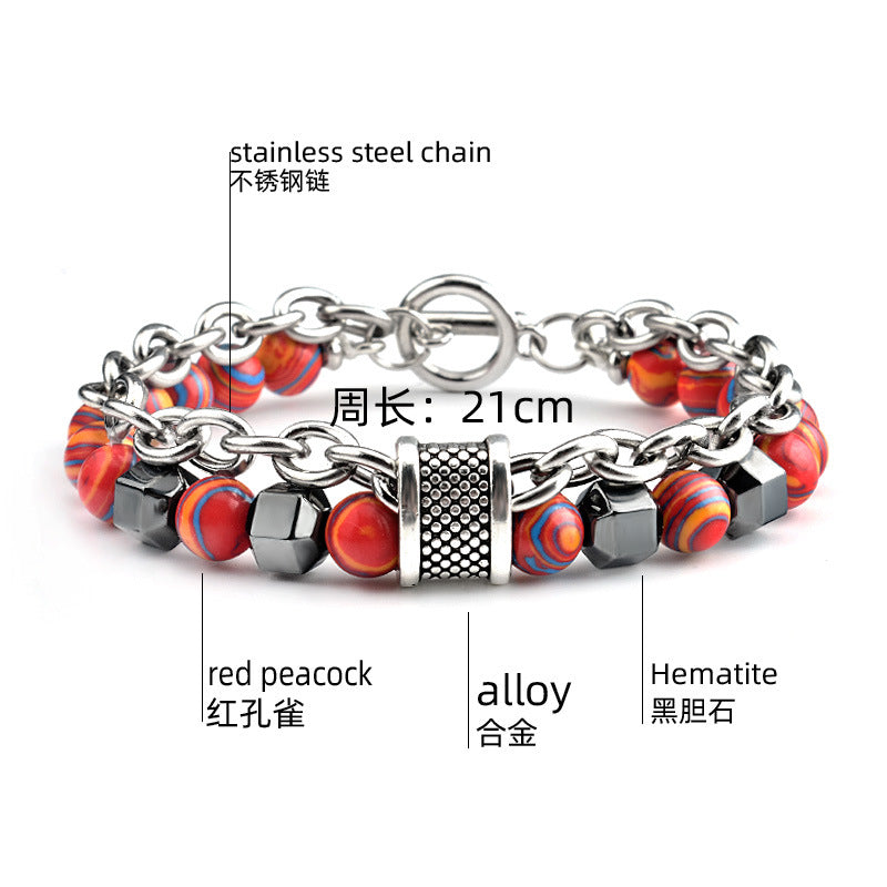 Malachite Bracelet Metal Beads New Fashion