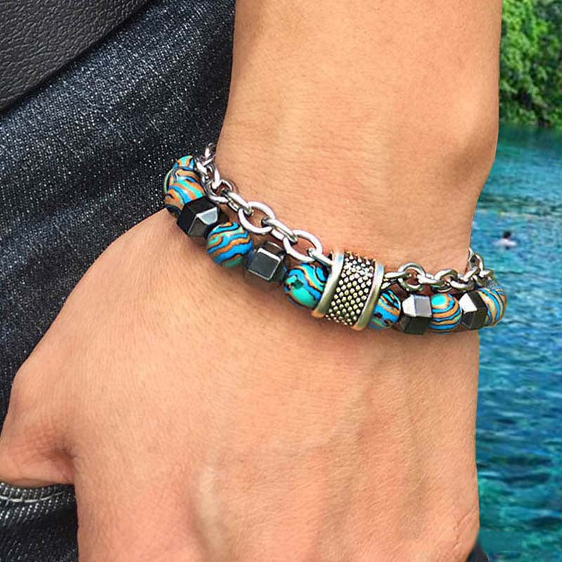 Malachite Bracelet Metal Beads New Fashion