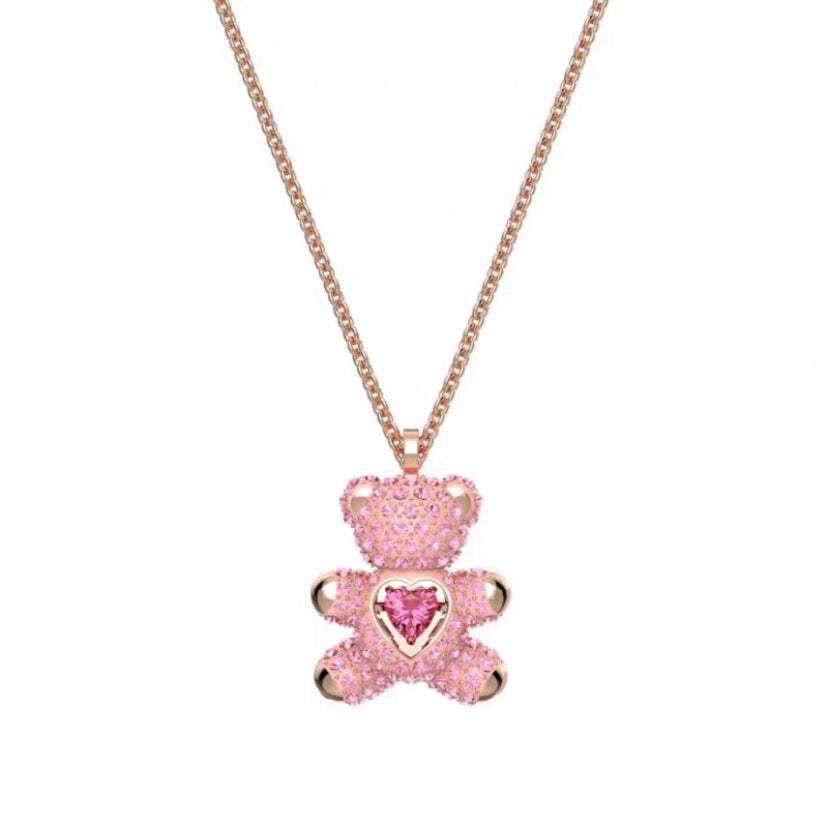 Heart Necklace with Swarovski Elements Beating Heart Necklace Female Bear Crystal Exquisite and Fashionable Clavicle Chain