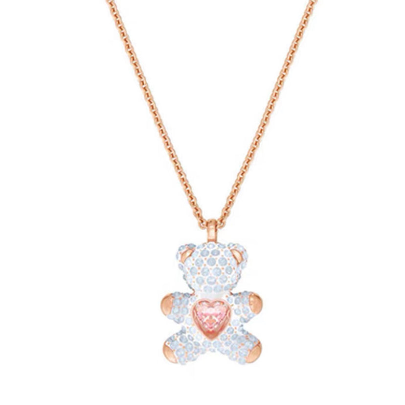 Heart Necklace with Swarovski Elements Beating Heart Necklace Female Bear Crystal Exquisite and Fashionable Clavicle Chain