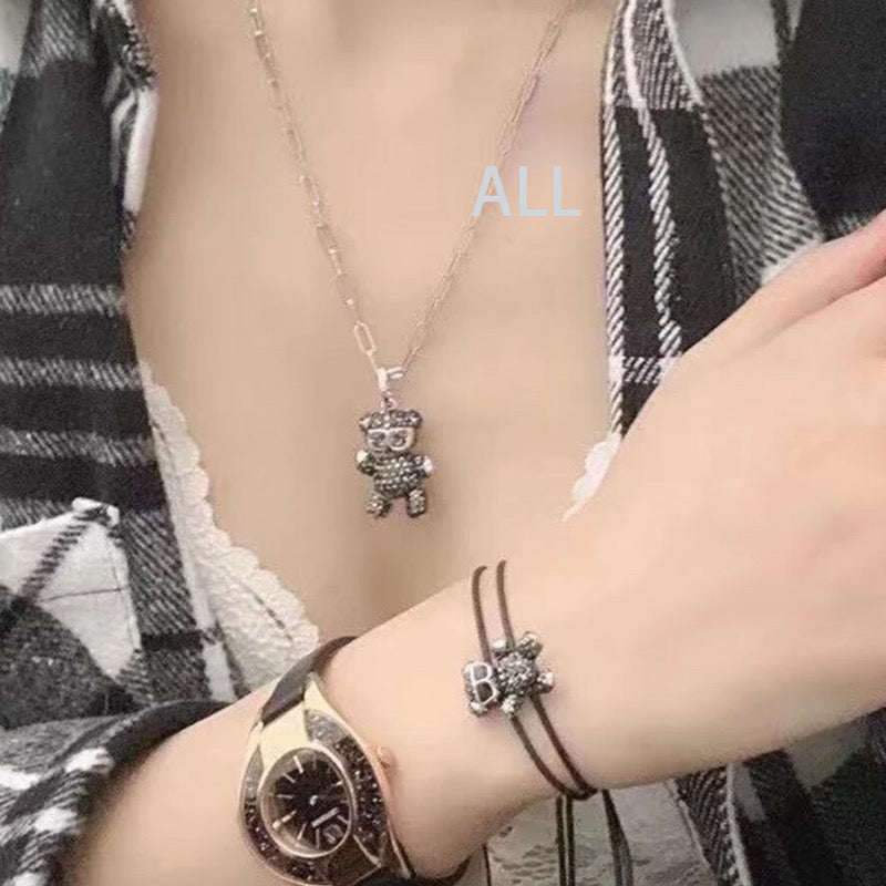 Heart Necklace with Swarovski Elements Beating Heart Necklace Female Bear Crystal Exquisite and Fashionable Clavicle Chain