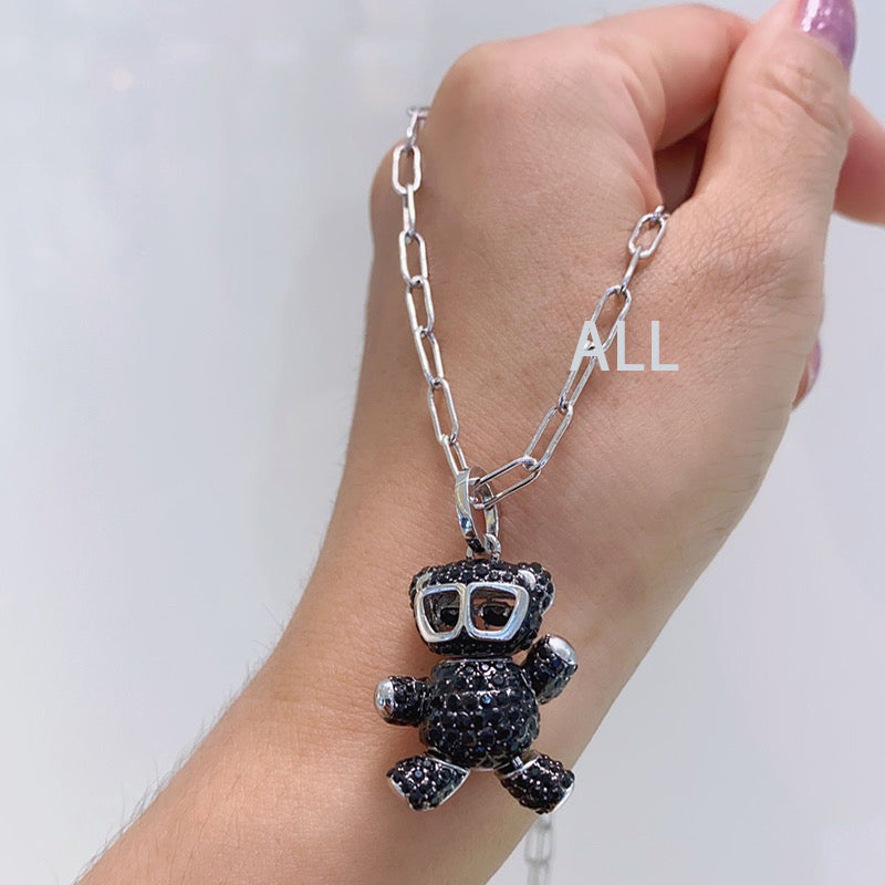 Heart Necklace with Swarovski Elements Beating Heart Necklace Female Bear Crystal Exquisite and Fashionable Clavicle Chain