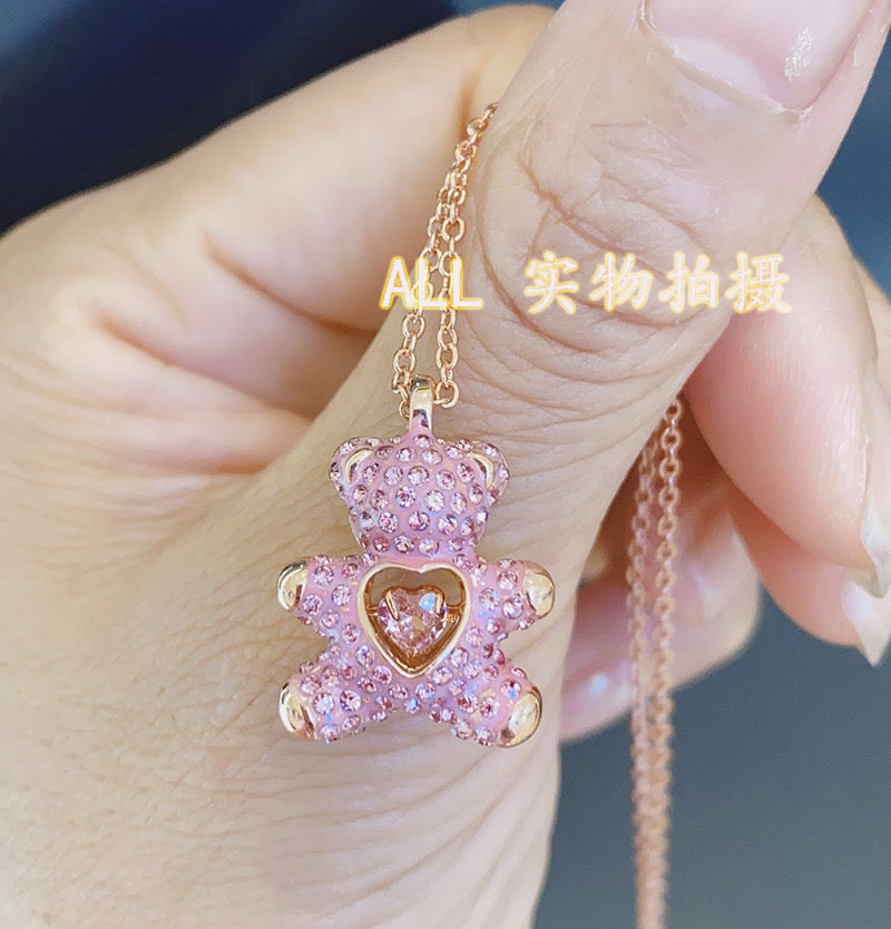 Heart Necklace with Swarovski Elements Beating Heart Necklace Female Bear Crystal Exquisite and Fashionable Clavicle Chain