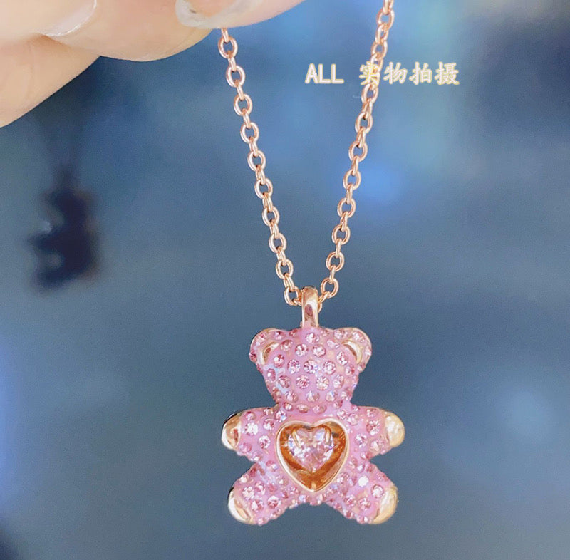 Heart Necklace with Swarovski Elements Beating Heart Necklace Female Bear Crystal Exquisite and Fashionable Clavicle Chain