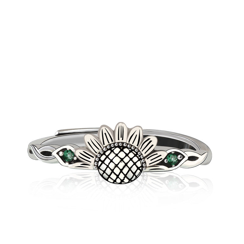 Valentine's Day gift sunflower and sun ring couple ring sterling silver s925 ring