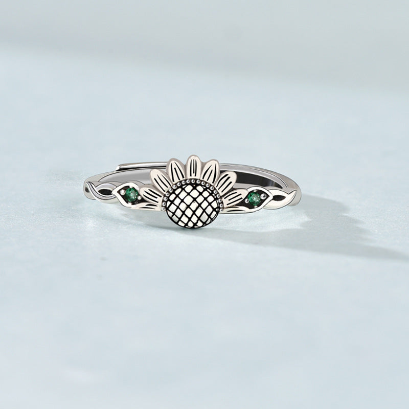 Valentine's Day gift sunflower and sun ring couple ring sterling silver s925 ring