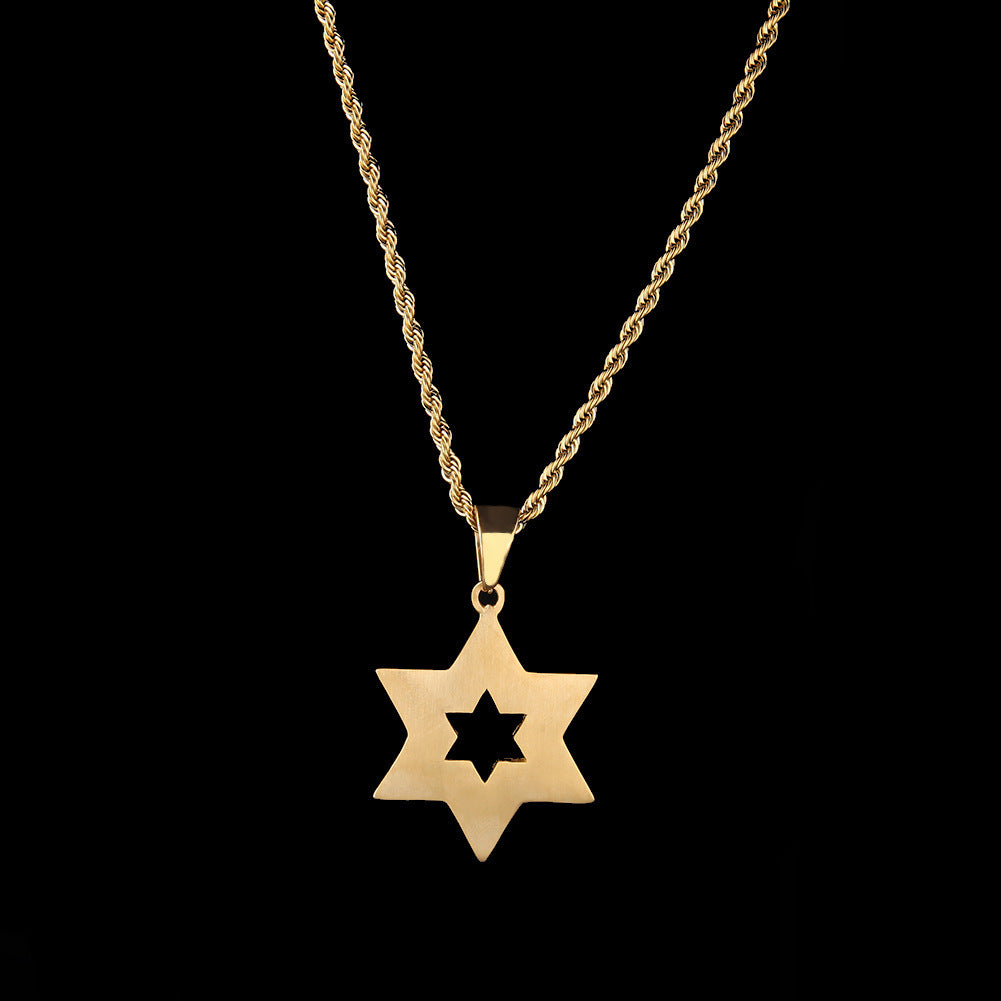 Alloy Rhinestone Necklace Hexagonal Star Necklace Electroplating