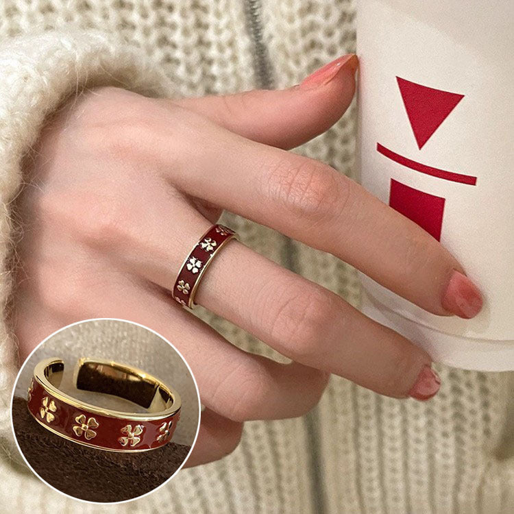 Palace Style S925 Silver geometric ring Female retro fashion colorful drop glaze opening ring Literary index finger ring