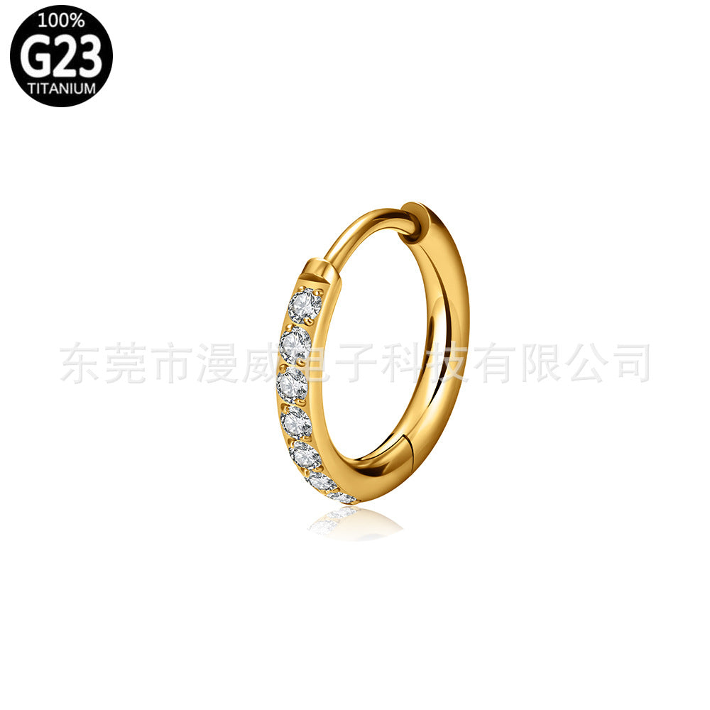 ASTMF-136 Titanium Alloy Classic Ring Seamless Ring Zircon Plating 18K Earrings Nose Rings Niche Piercing Jewelry