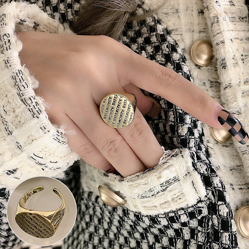 Palace Style S925 Silver geometric ring Female retro fashion colorful drop glaze opening ring Literary index finger ring