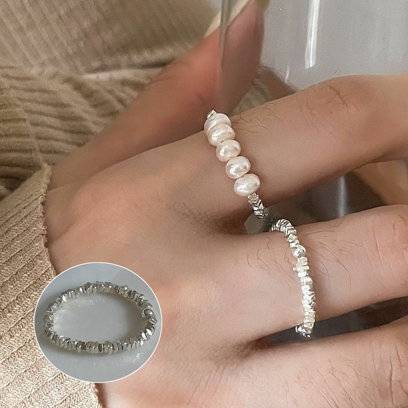ins Artistic Temperament Pearl Ring Female Vintage S925 Silver fashion