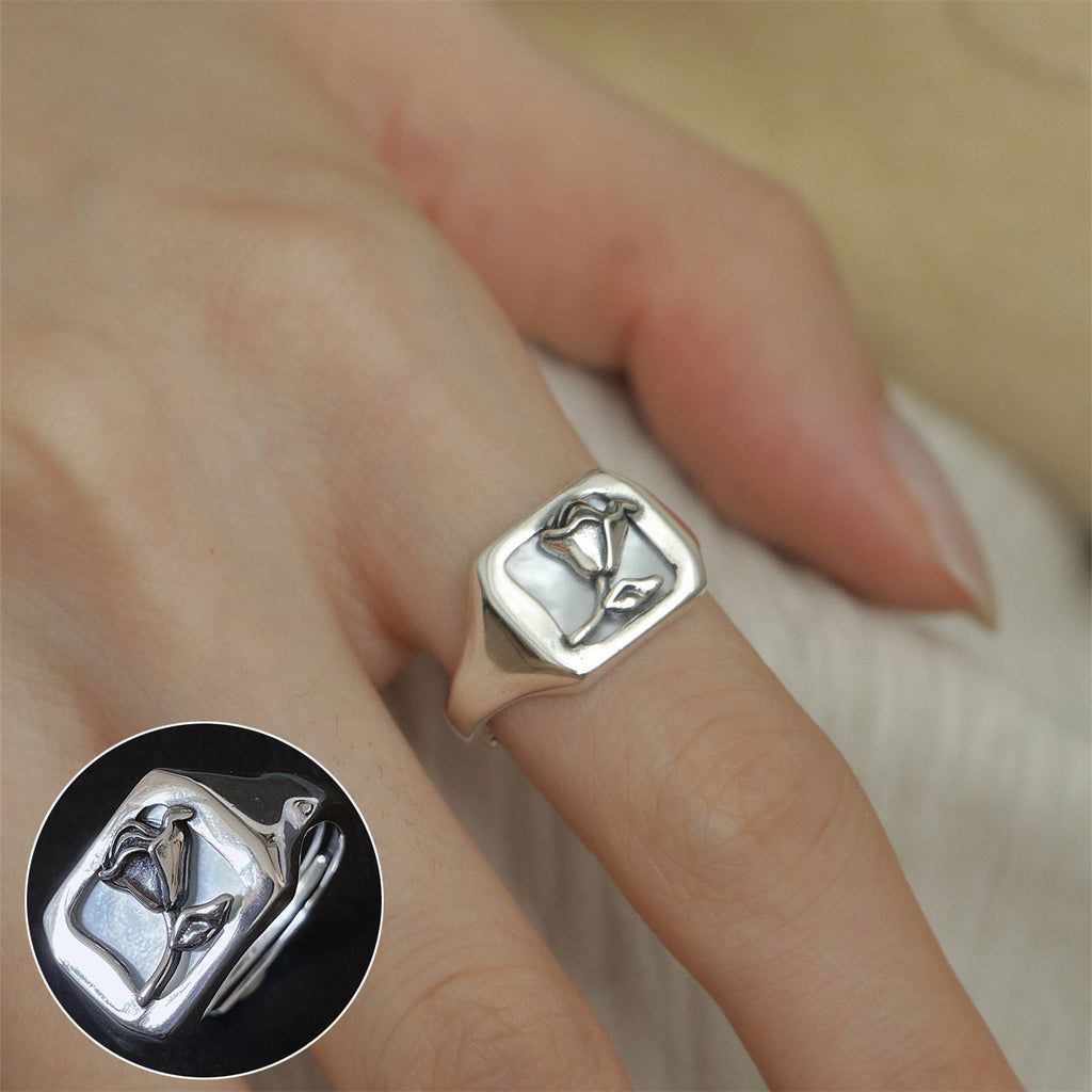 ins Artistic Temperament Pearl Ring Female Vintage S925 Silver fashion