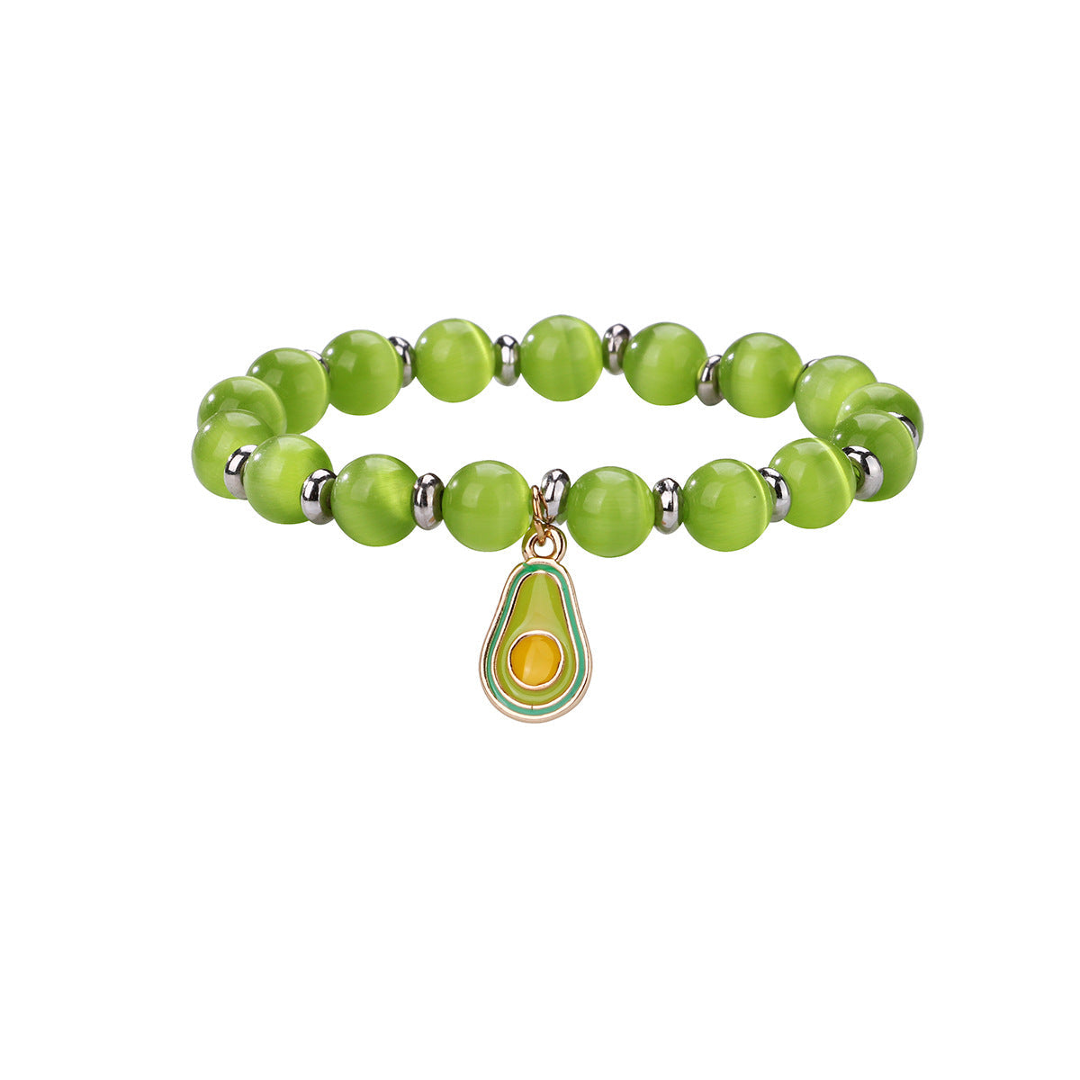 Faux Opal Bell Bracelet Bungee Cord Crystal Beaded Bracelet