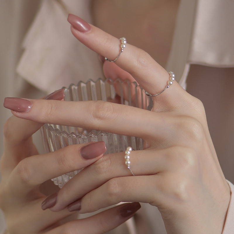 ins Artistic Temperament Pearl Ring Female Vintage S925 Silver fashion