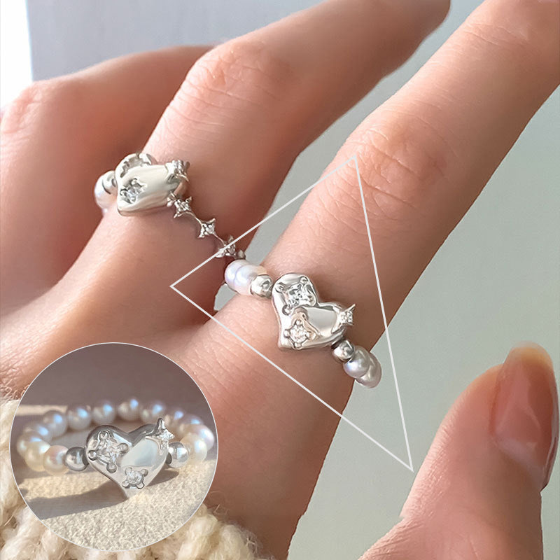 Palace Style S925 Silver geometric ring Female retro fashion colorful drop glaze opening ring Literary index finger ring