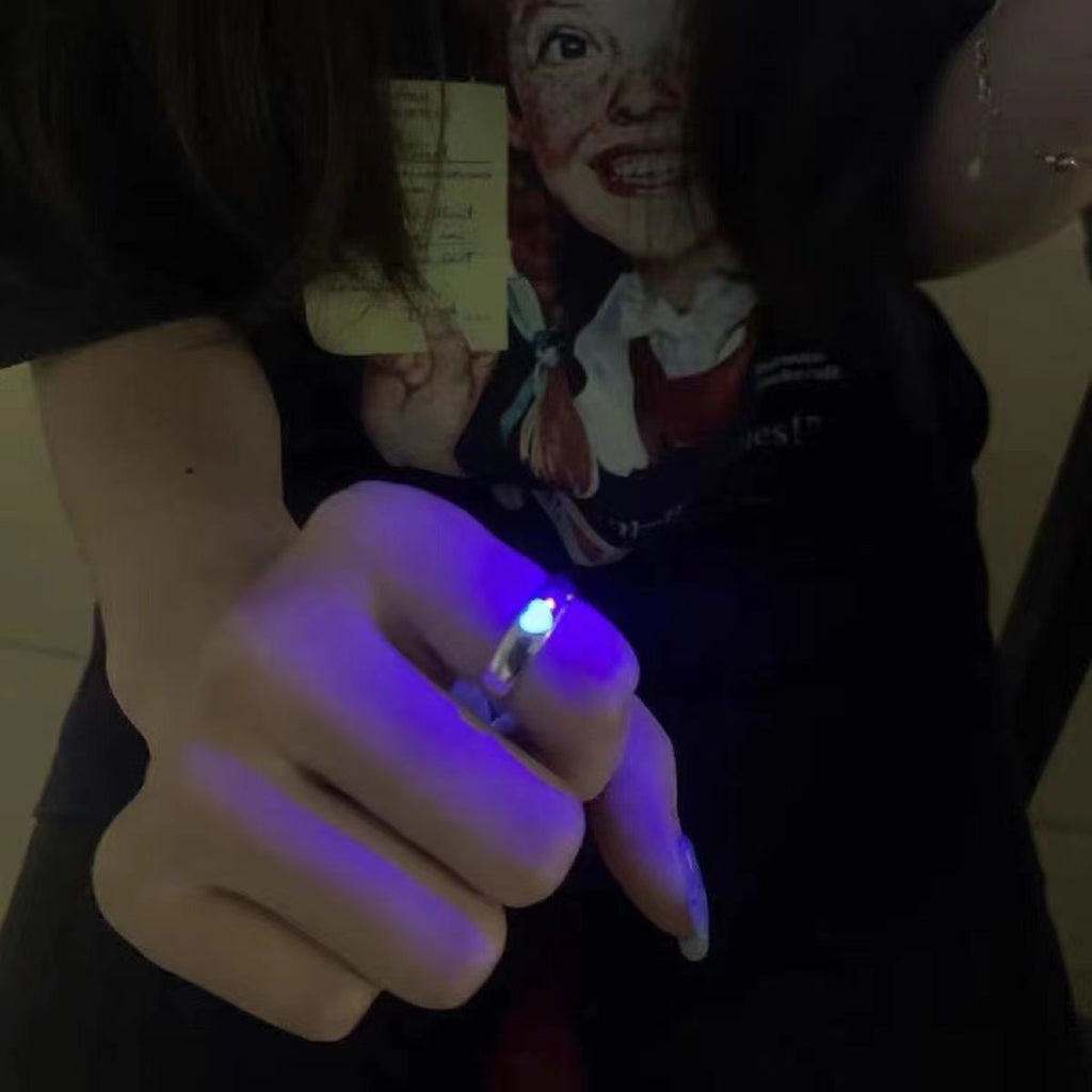 Japanese and Korean elemexsu niche love luminous ring living mouth adjustable couple pair of rings for girlfriend