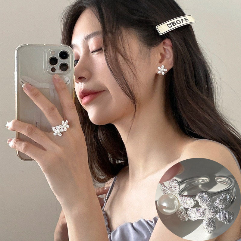 ins Artistic Temperament Pearl Ring Female Vintage S925 Silver fashion