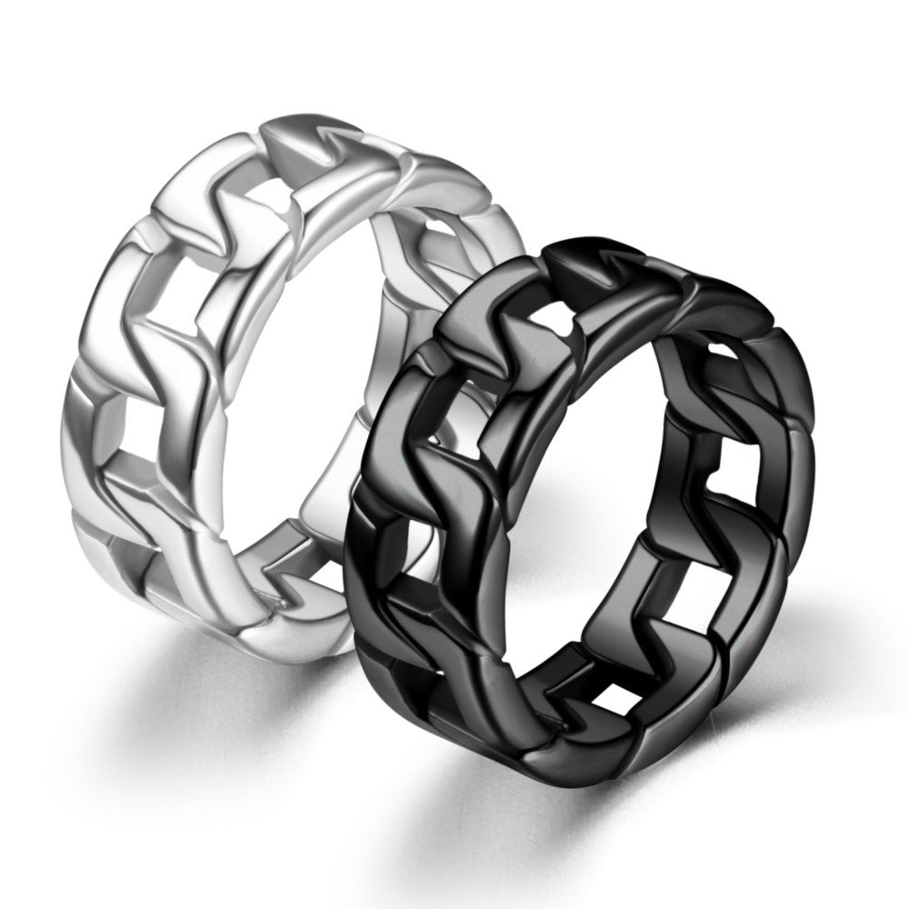 Titanium steel men's ring European and American stainless steel casting chain ring