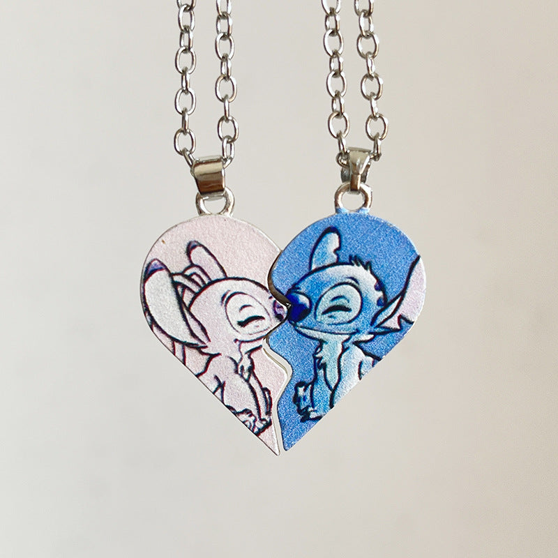 丨Stitch Angel Heart Magnetic Necklace Couple Necklace