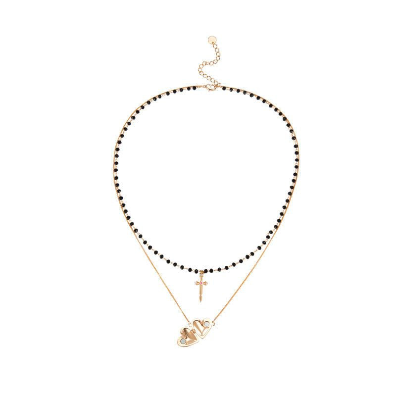 Love sword double chain stacked necklace new style
