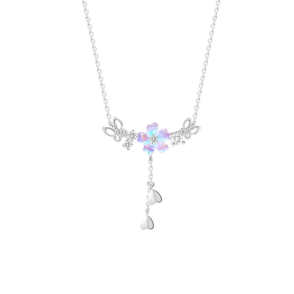 Sakura Necklace Women's 925 sterling silver collarbone necklace