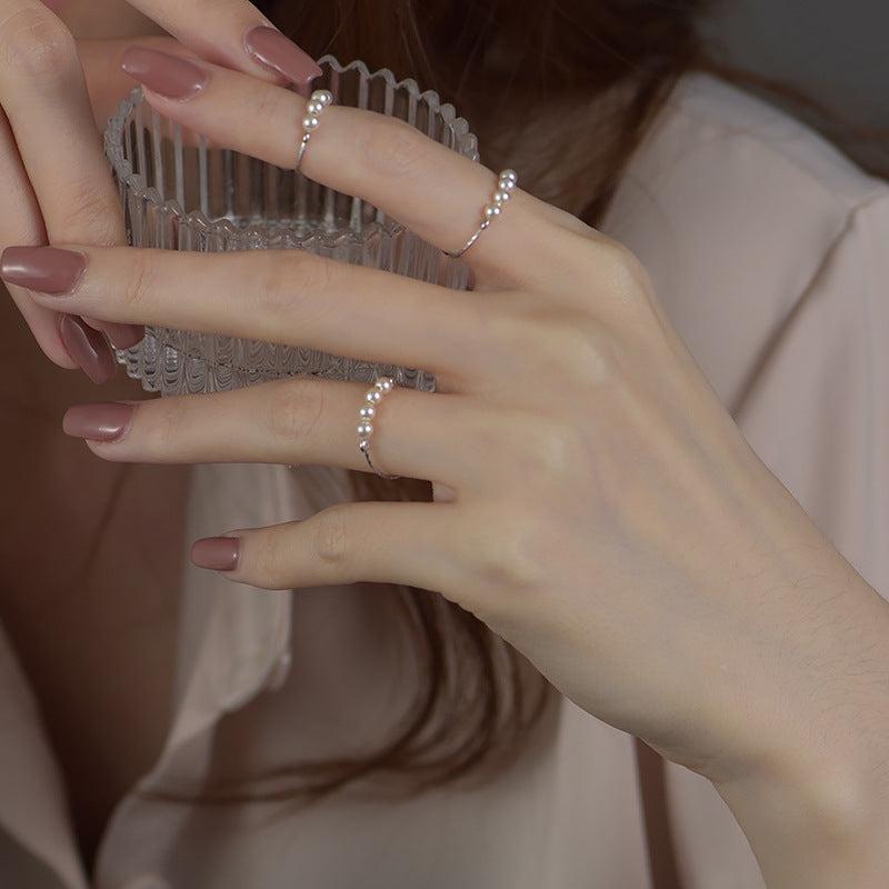ins Artistic Temperament Pearl Ring Female Vintage S925 Silver fashion