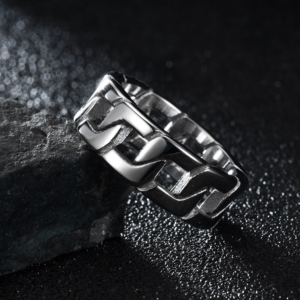 Titanium steel men's ring European and American stainless steel casting chain ring