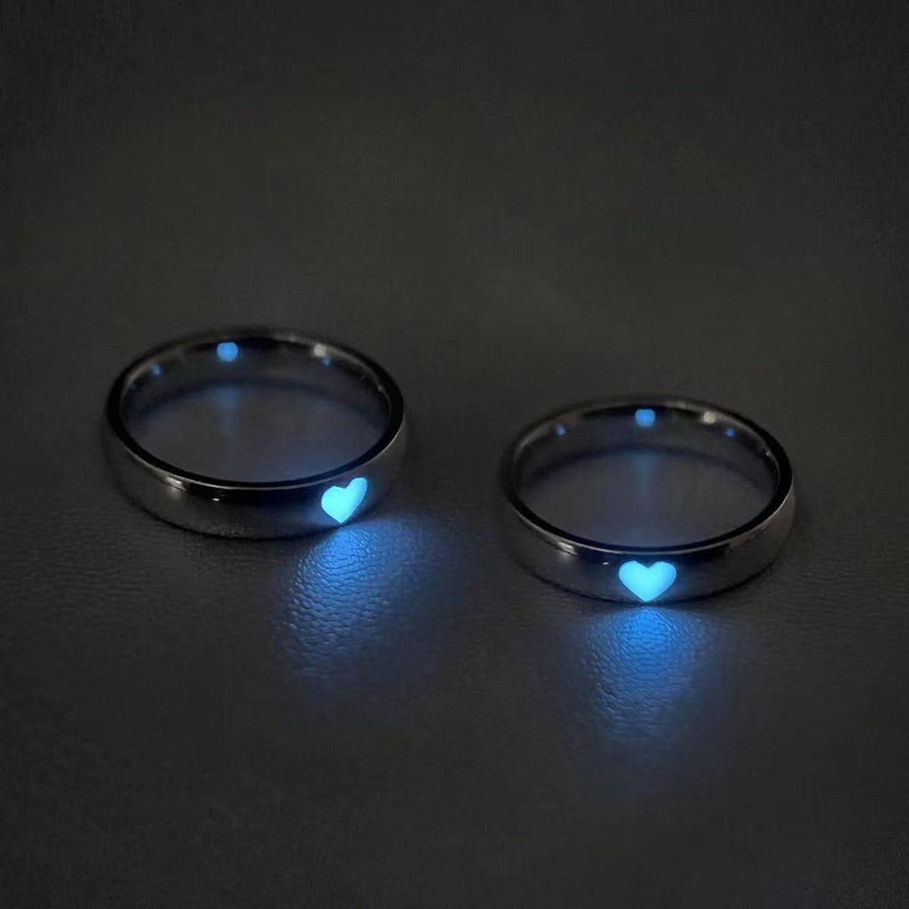 Japanese and Korean elemexsu niche love luminous ring living mouth adjustable couple pair of rings for girlfriend