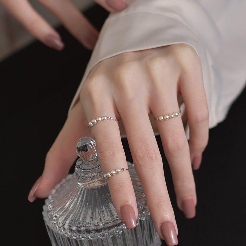 ins Artistic Temperament Pearl Ring Female Vintage S925 Silver fashion