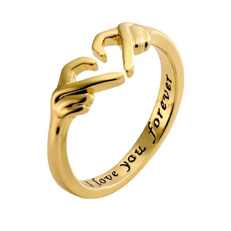 European and American couple ring, heart than heart opening, simple multi-purpose alloy couple ring