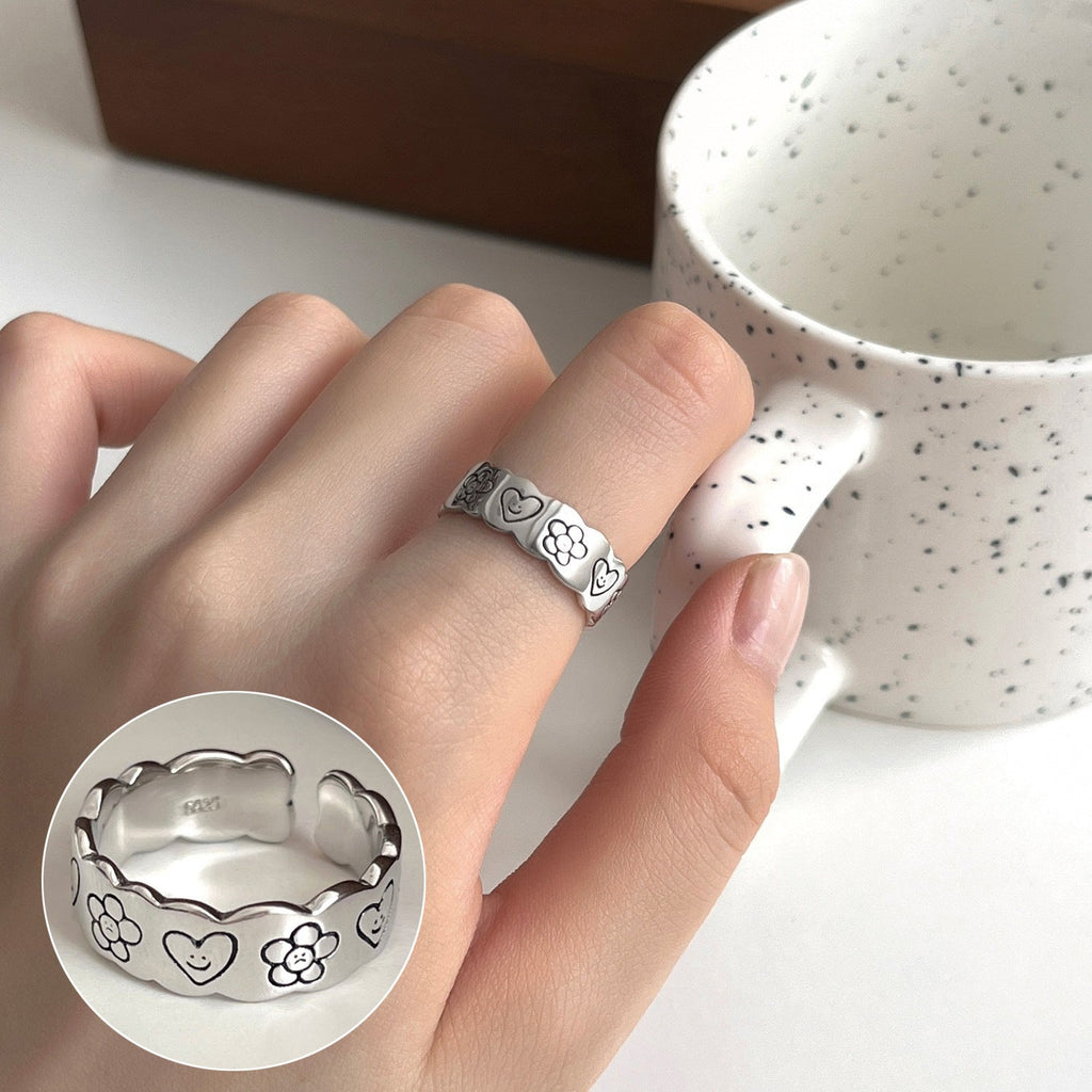 ins Artistic Temperament Pearl Ring Female Vintage S925 Silver fashion