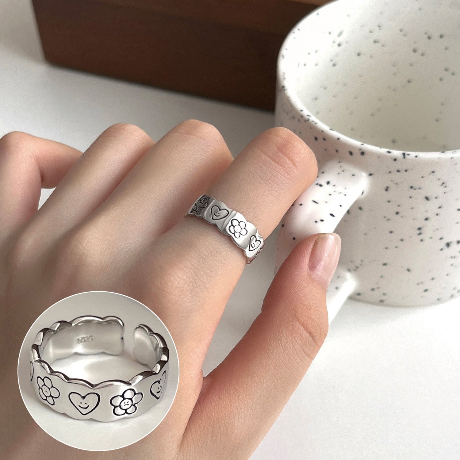 ins Artistic Temperament Pearl Ring Female Vintage S925 Silver fashion