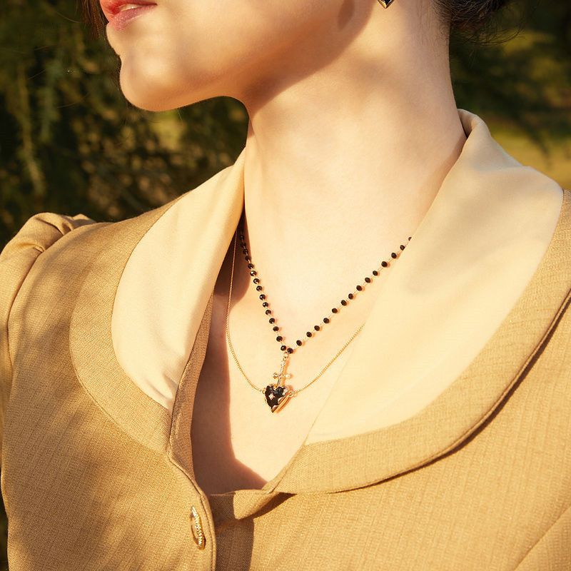 Love sword double chain stacked necklace new style