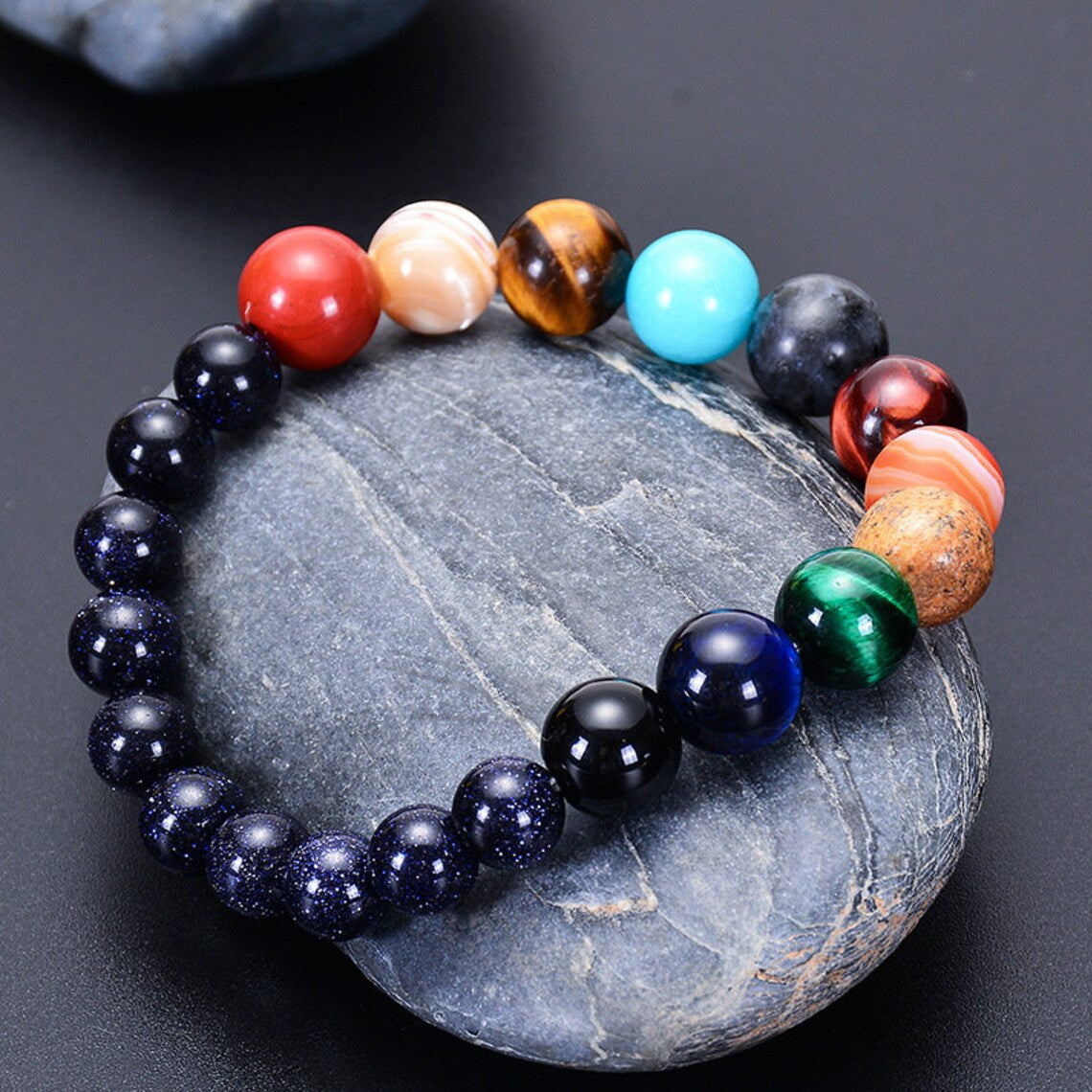 Yunjin Amazon's new cosmic galaxy eight planet bracelet blue sandstone starry sky solar system planet bracelet