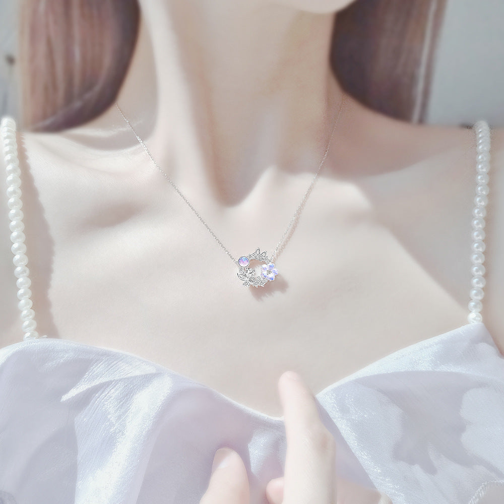 Sakura Necklace Women's 925 sterling silver collarbone necklace