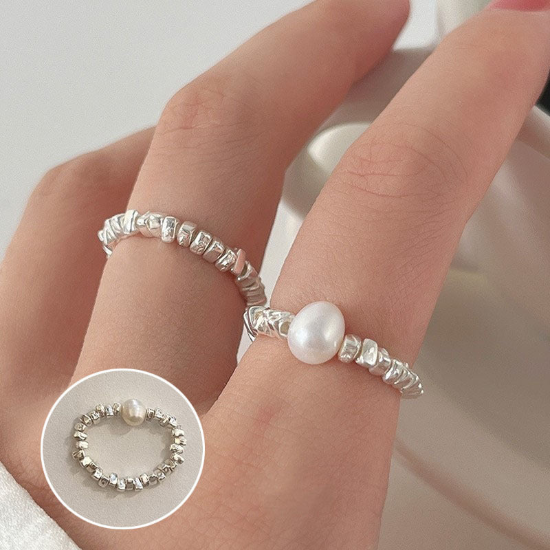 ins Artistic Temperament Pearl Ring Female Vintage S925 Silver fashion