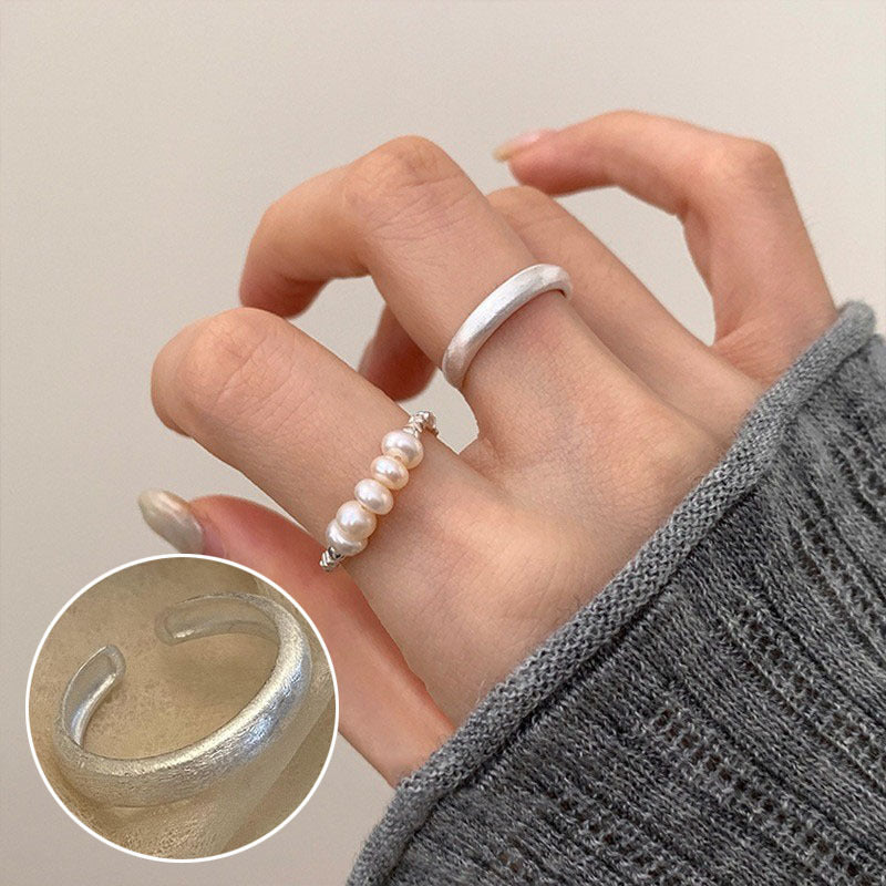 ins Artistic Temperament Pearl Ring Female Vintage S925 Silver fashion