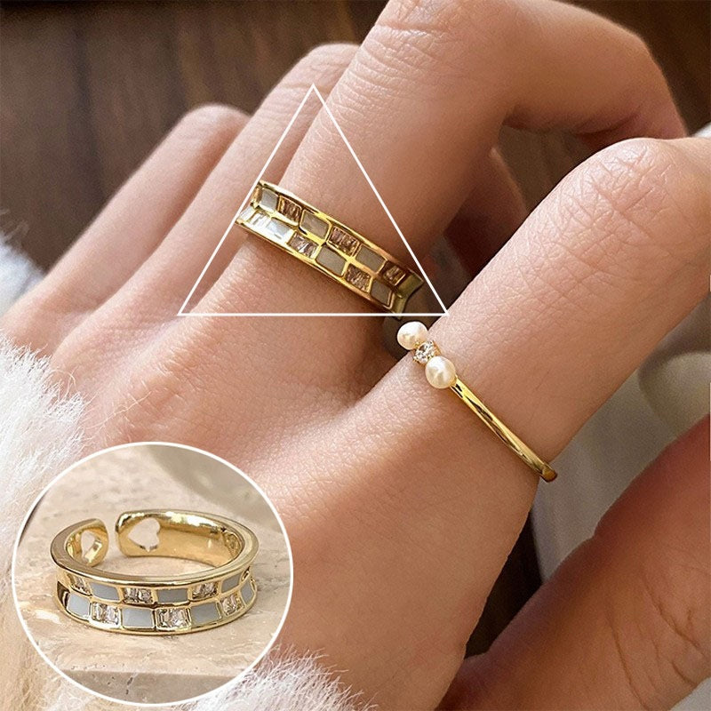 Palace Style S925 Silver geometric ring Female retro fashion colorful drop glaze opening ring Literary index finger ring