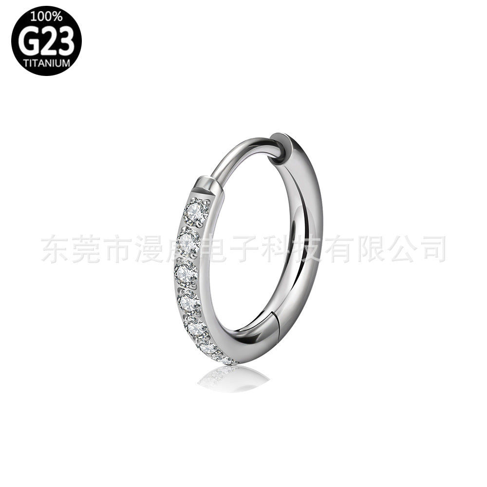 ASTMF-136 Titanium Alloy Classic Ring Seamless Ring Zircon Plating 18K Earrings Nose Rings Niche Piercing Jewelry
