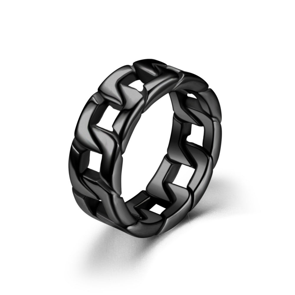 Titanium steel men's ring European and American stainless steel casting chain ring