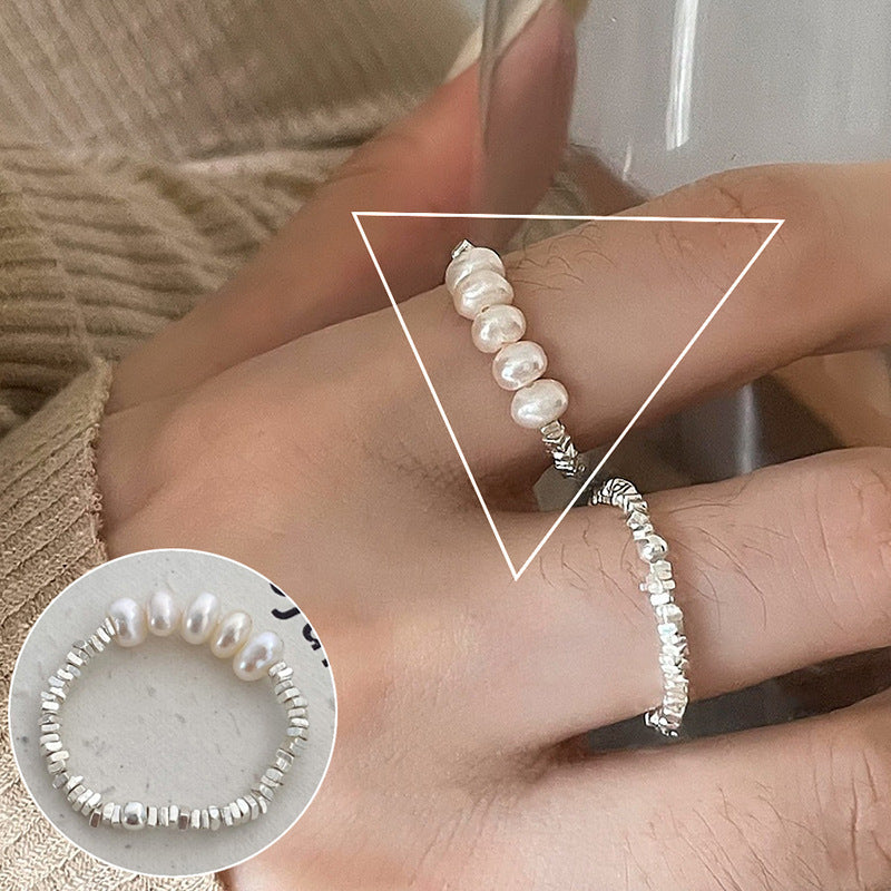 ins Artistic Temperament Pearl Ring Female Vintage S925 Silver fashion