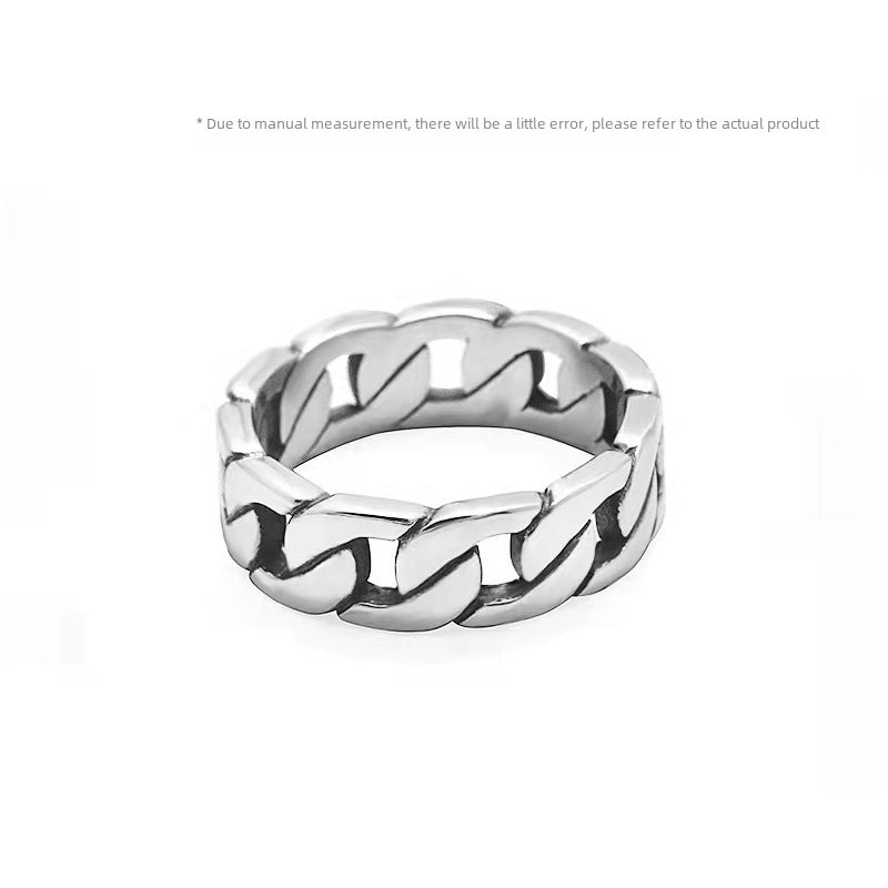 Titanium steel men's ring European and American stainless steel casting chain ring