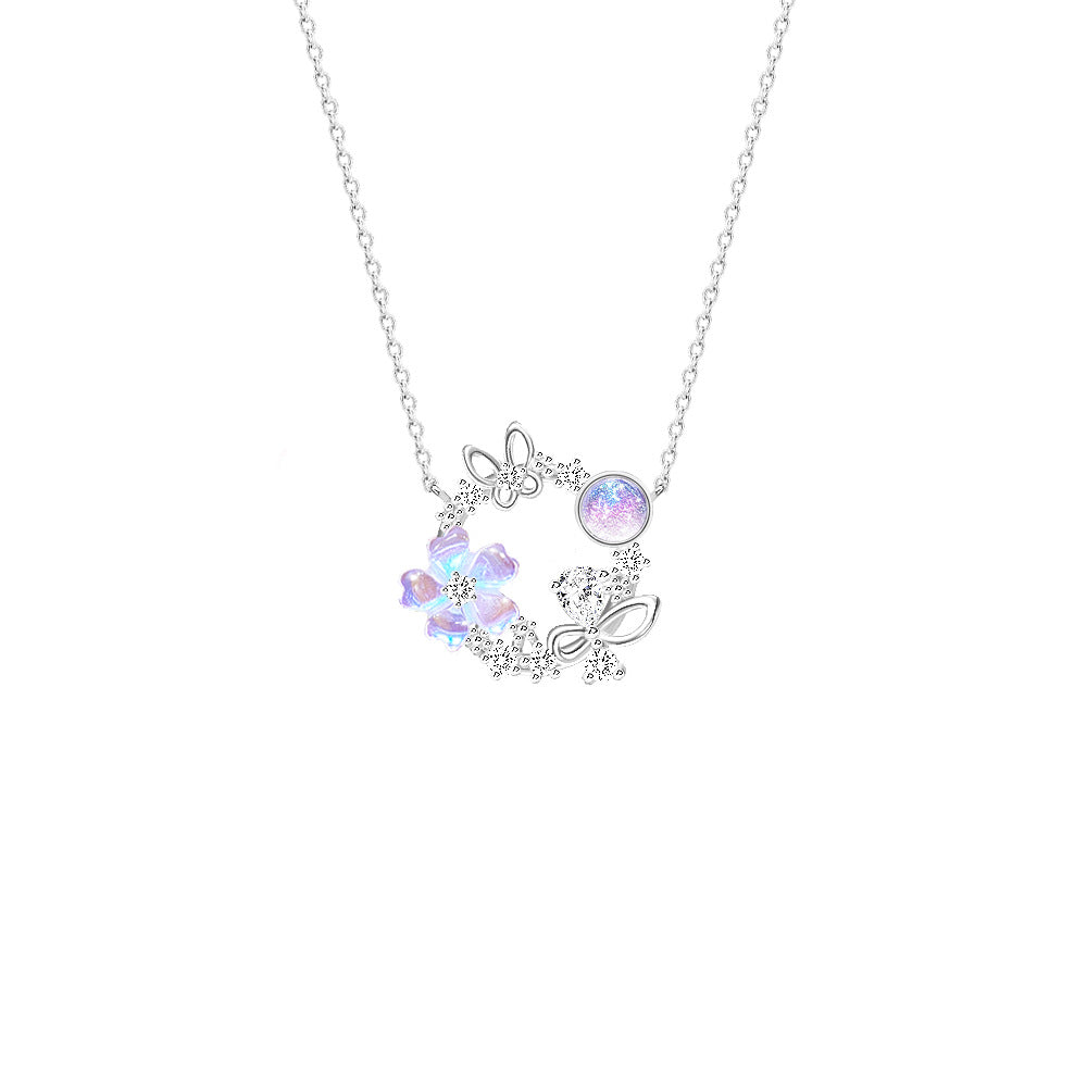 Sakura Necklace Women's 925 sterling silver collarbone necklace